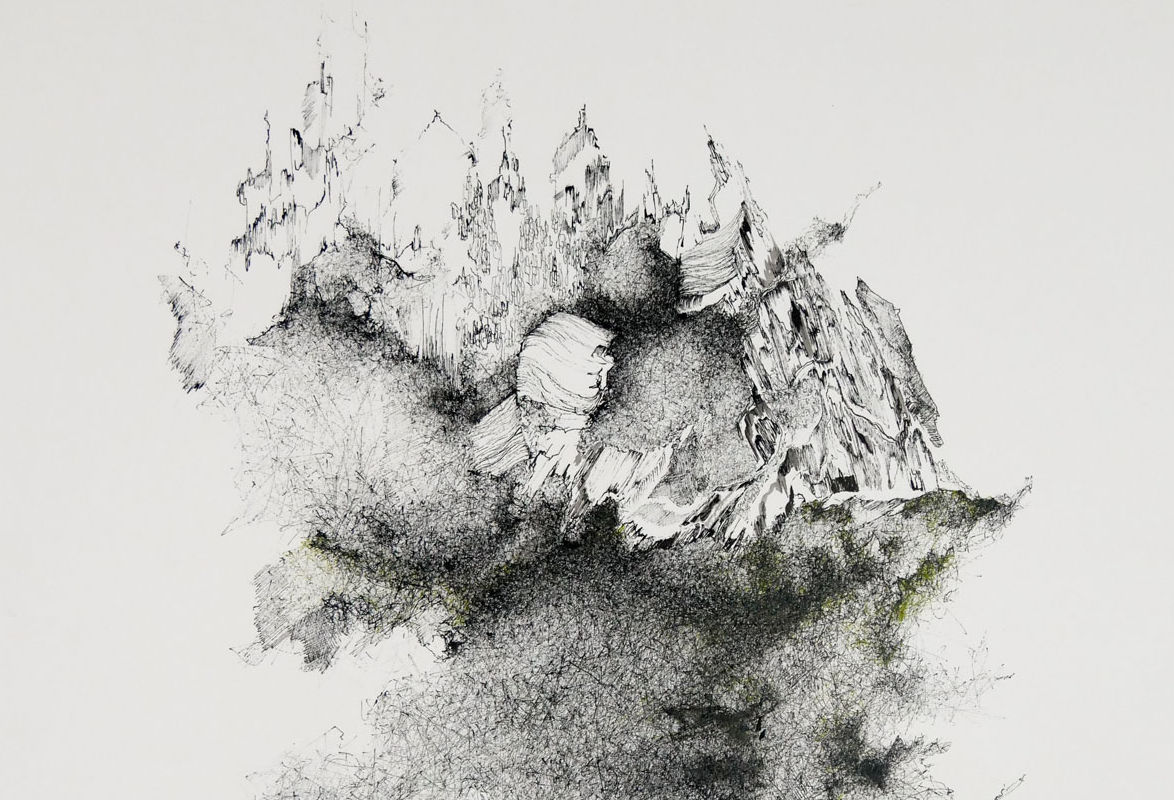 Dessin : Abysses, encre de chine sur papier, 50x65cm (détail)