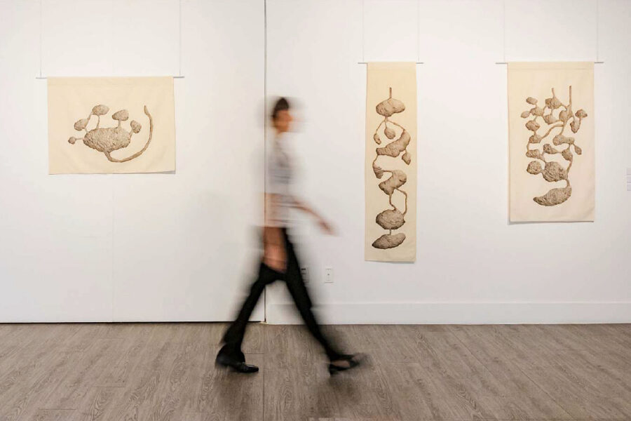 photo : Aurora Caballero, Formigueiros series, Acrylic paint on cotton fabric, 2024
