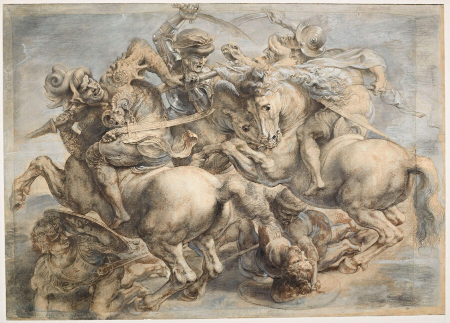 Photo : Anonyme italien repris par Rubens, La lutte pour l'étendard, détail de la Bataille d'Anghiari de Léonard de Vinci, Paris, musée du Louvre