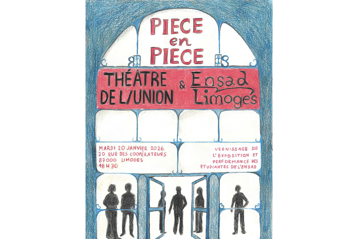 Affiche de l'exposition "Pièce en pièce" réalisée par Agathe Seldubuisson.